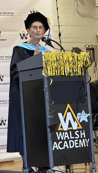 Dr Ann M Craig speaking at Walsh Academy Graduation 2026
